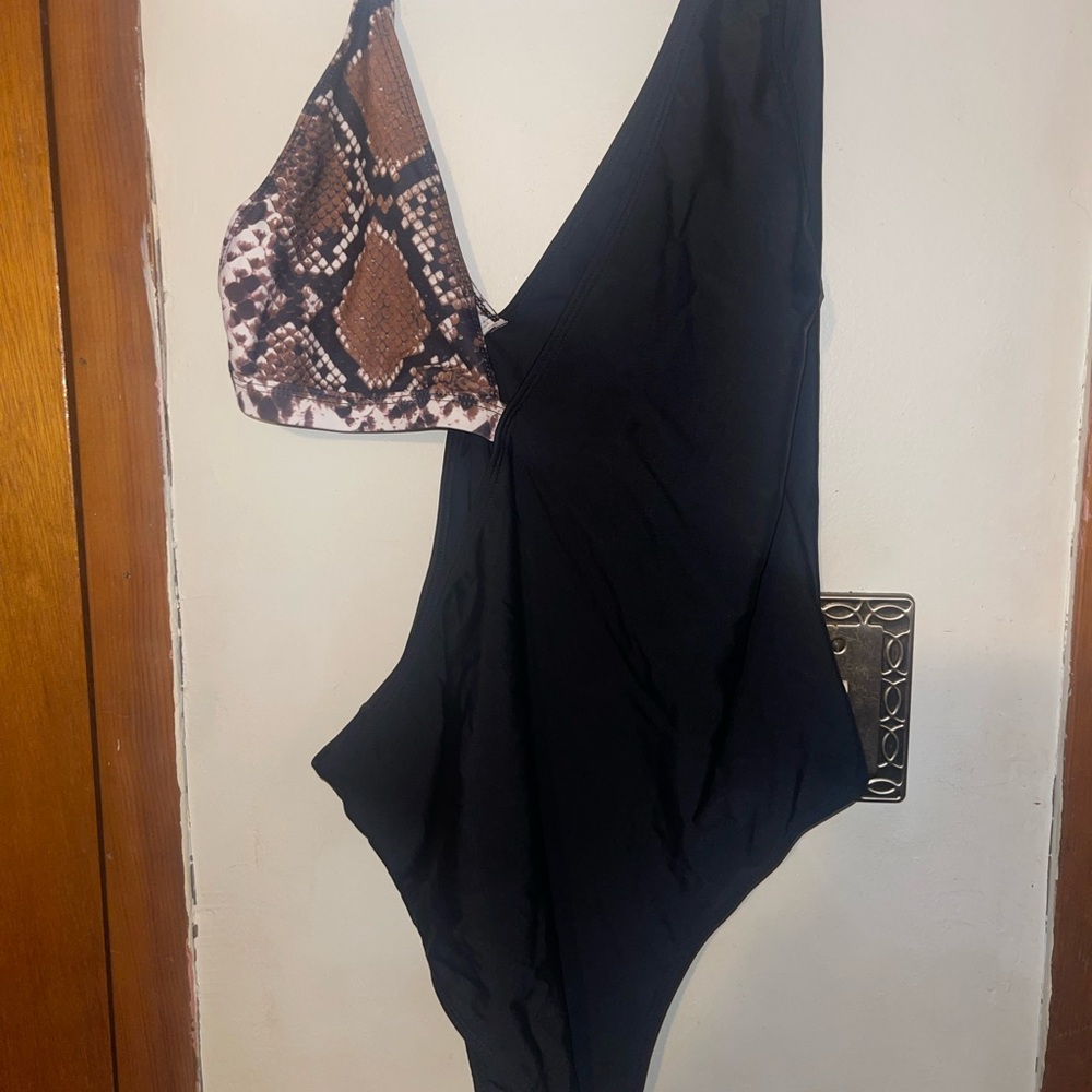 MATTE SWIM  Black and Brown One Piece Swimsuit
